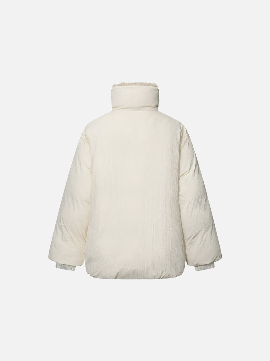 Cream Padded Jacket with Faux Fur Lining
