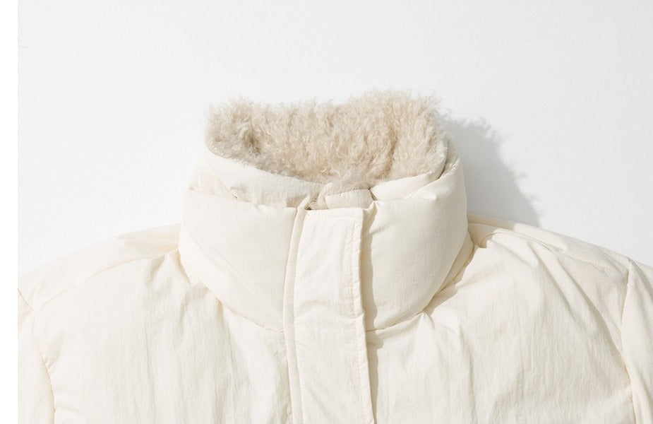 Cream Padded Jacket with Faux Fur Lining