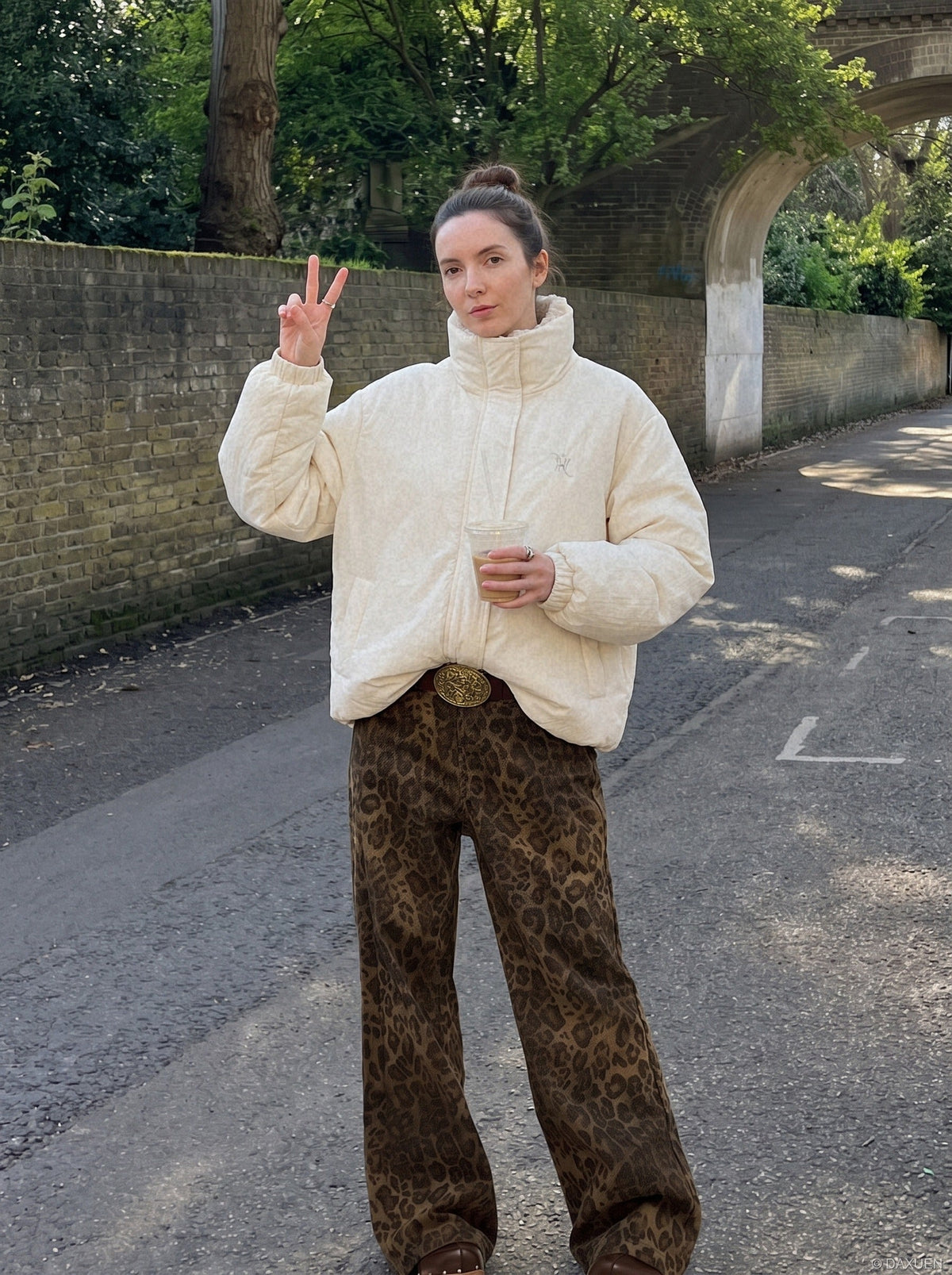 Cream Padded Jacket with Faux Fur Lining