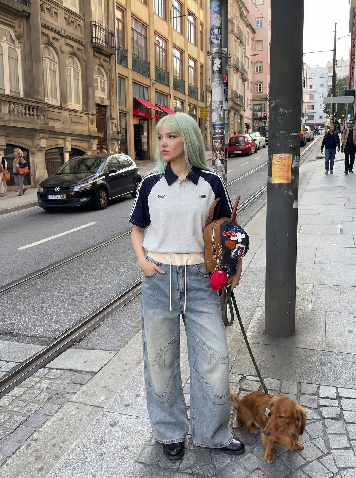 Cream Ribbed-Waist Relaxed Wide-Leg Jeans