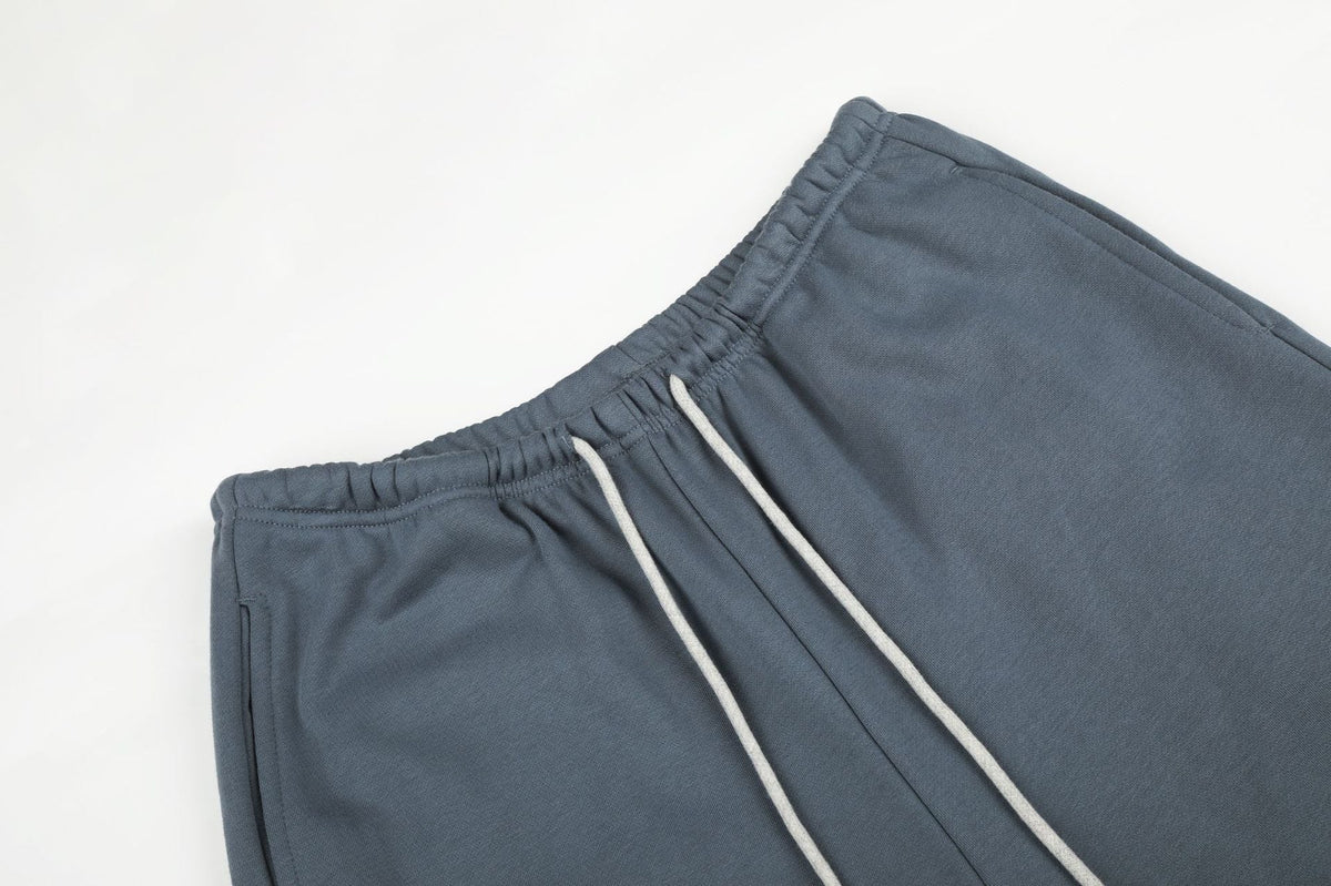 Jean large crème en denim à taille côtelée