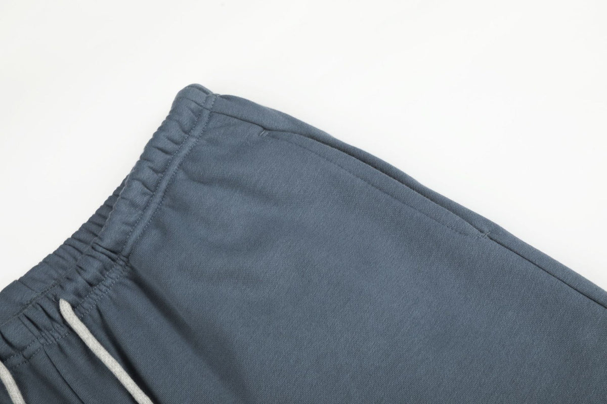Jean large crème en denim à taille côtelée