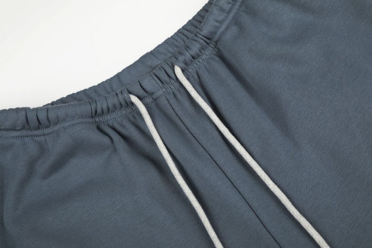 Jean large crème en denim à taille côtelée