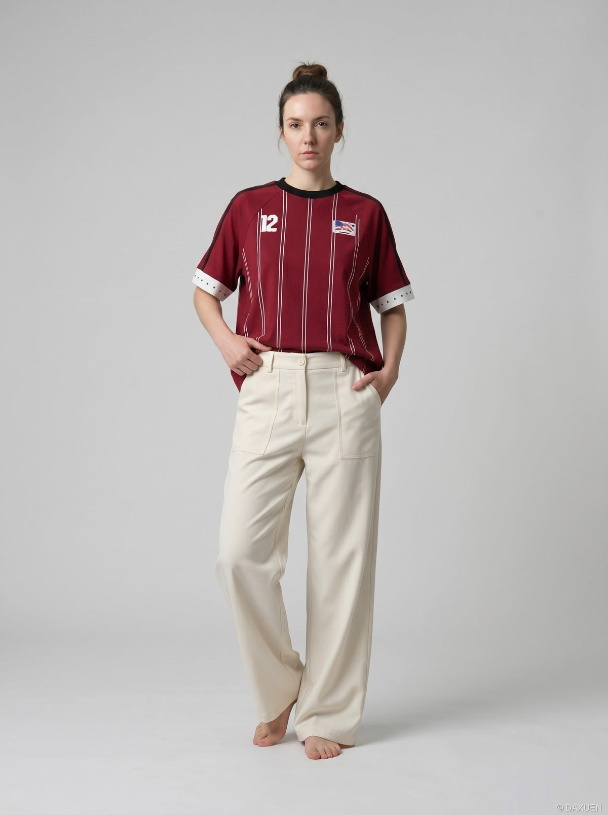 Cream Wide-Leg Relaxed Pants