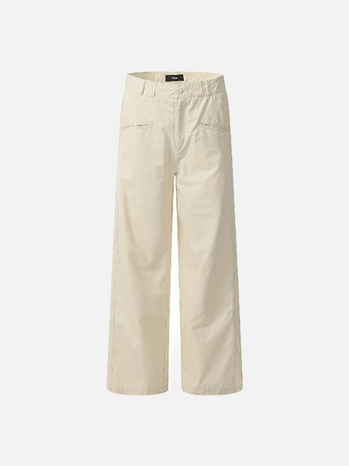 Cream Wide-Leg Relaxed Pants - Light Khaki / XS