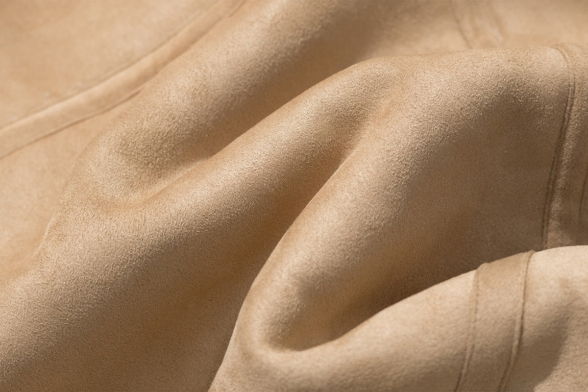 Creamy Faux Fur-Lined Khaki Jacket