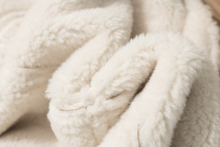 Creamy Faux Fur-Lined Khaki Jacket