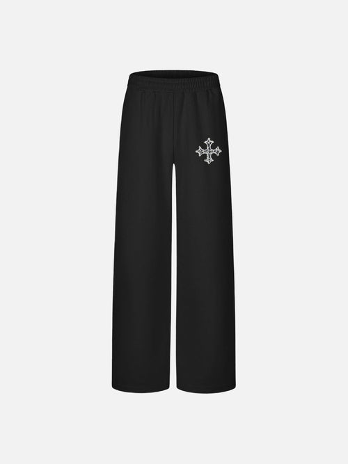 Cross Wide-Leg Sweatpants - Black / S