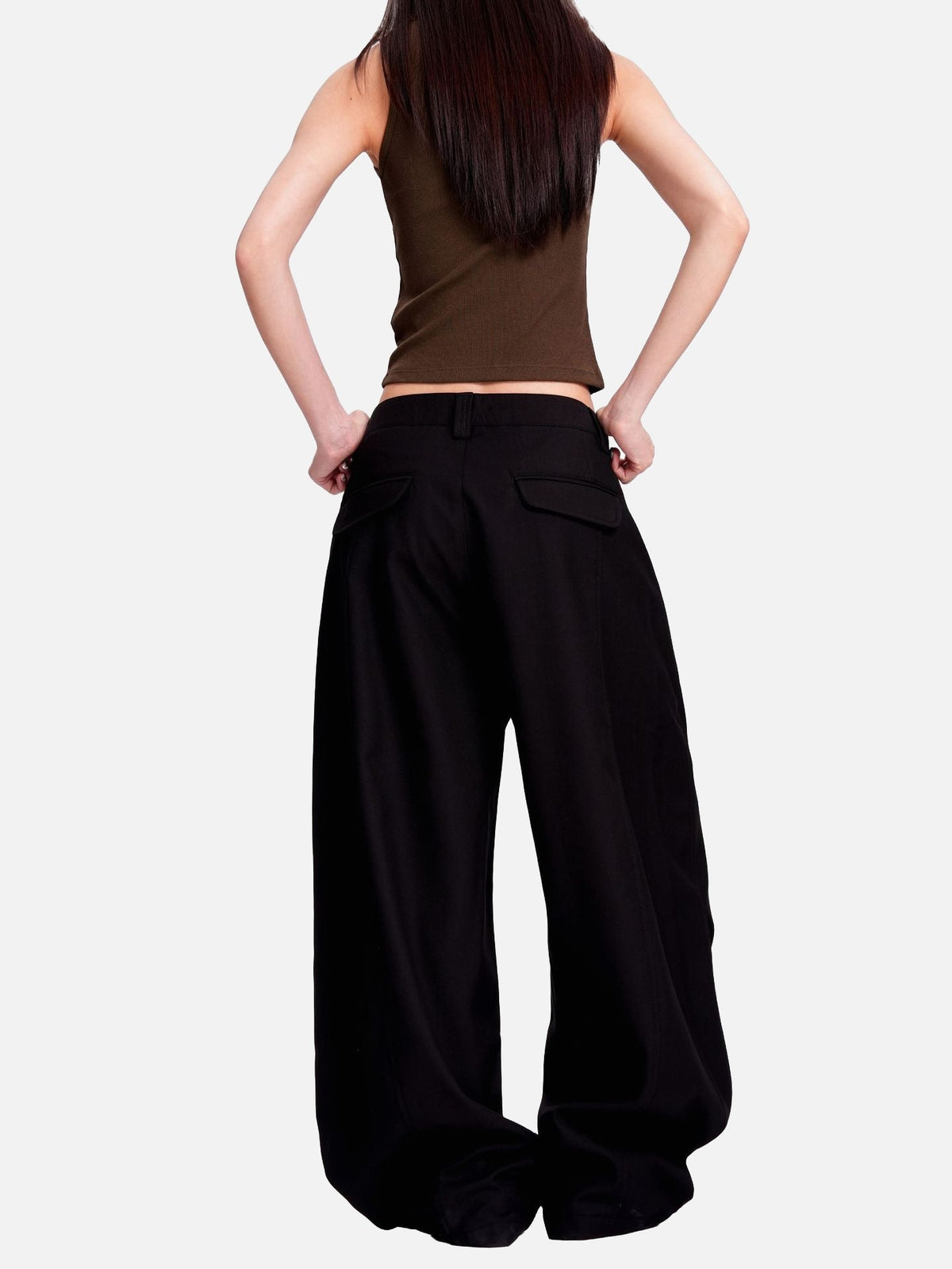 Curved-Knife Wide-Leg Trousers