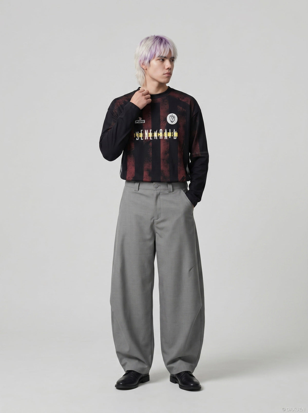 Curved-Knife Wide-Leg Trousers