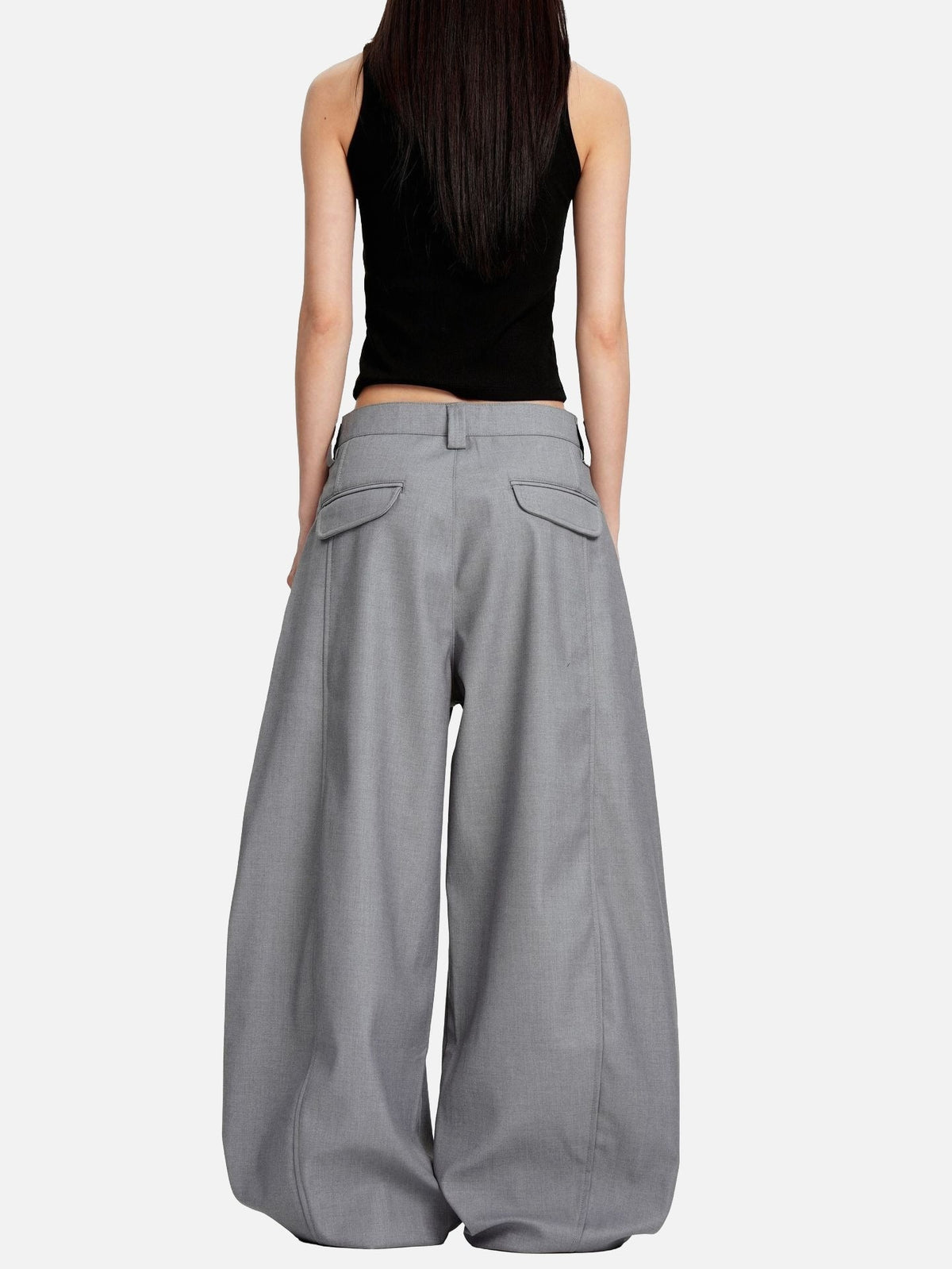 Curved-Knife Wide-Leg Trousers