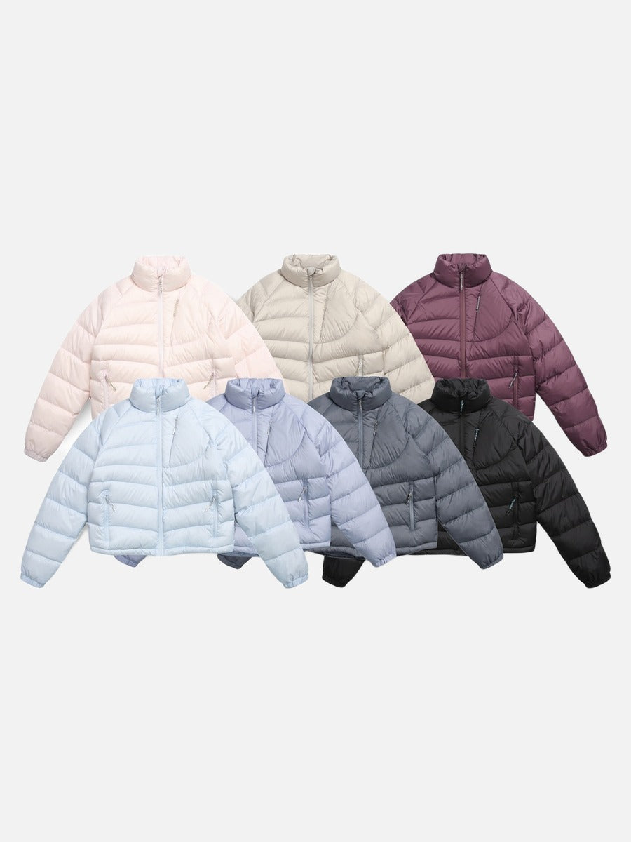 Curved Panel Light Blue Down Jacket