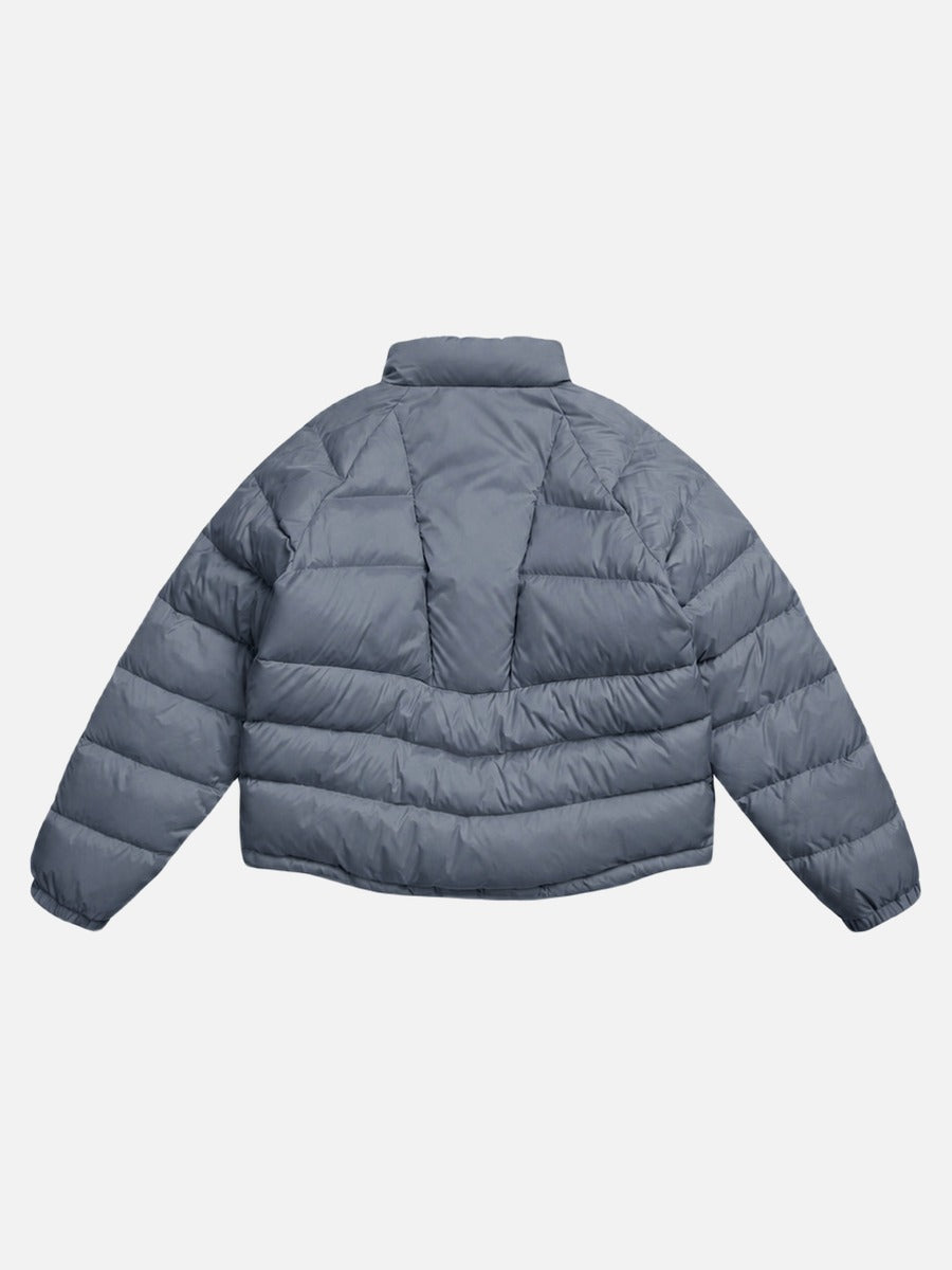 Curved Panel Light Blue Down Jacket