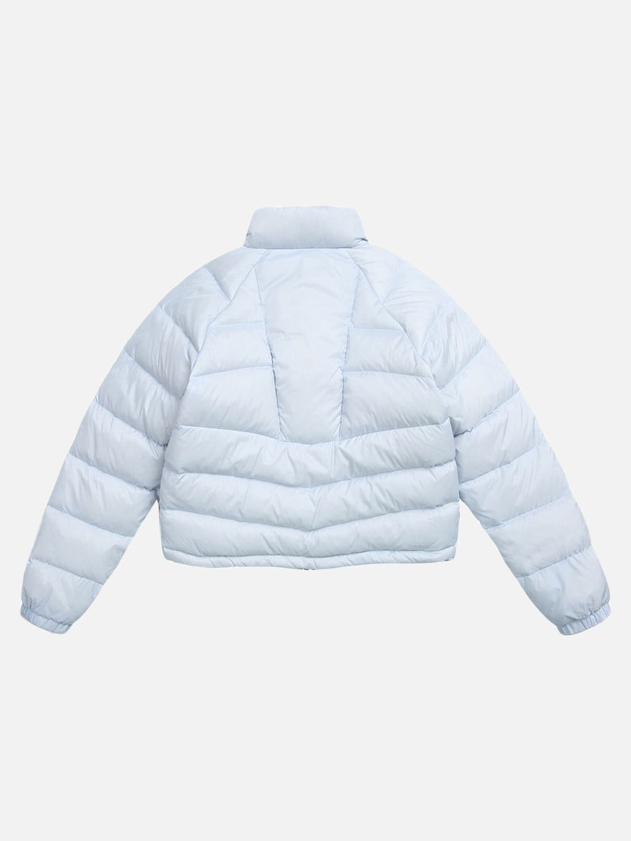 Curved Panel Light Blue Down Jacket