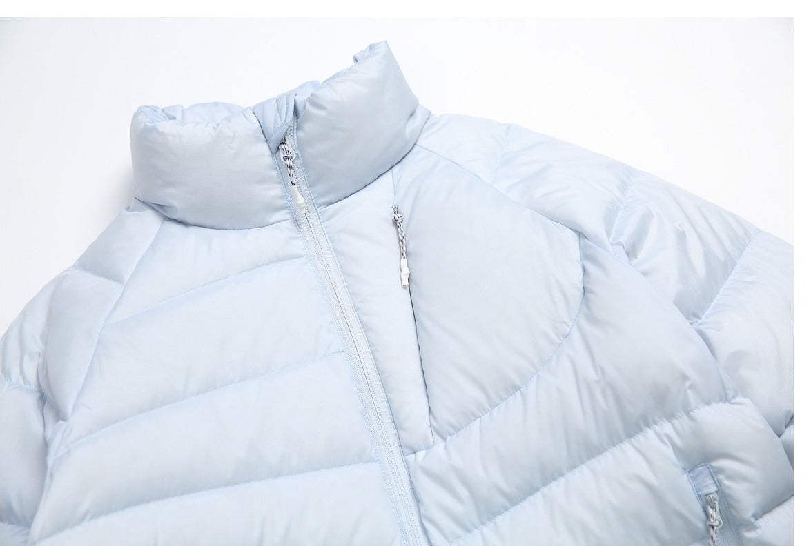 Curved Panel Light Blue Down Jacket