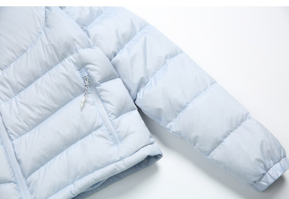 Curved Panel Light Blue Down Jacket