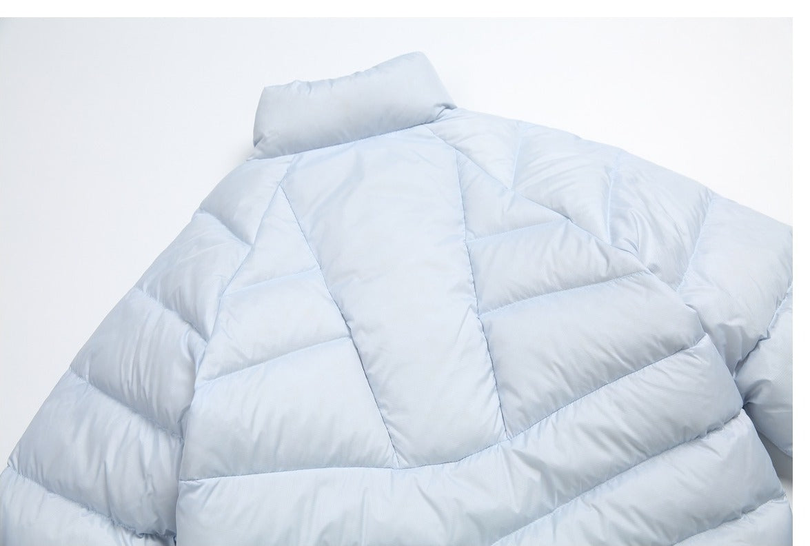Curved Panel Light Blue Down Jacket