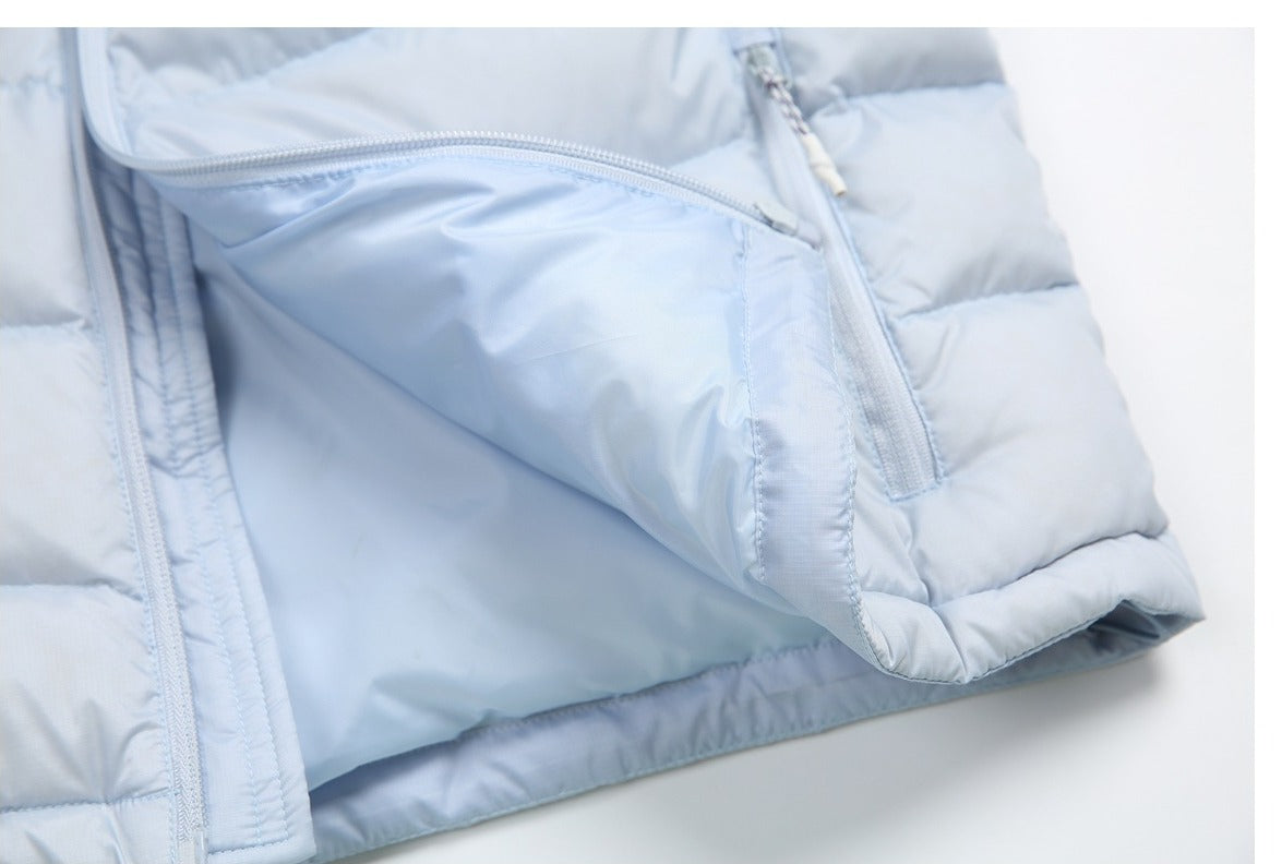 Curved Panel Light Blue Down Jacket