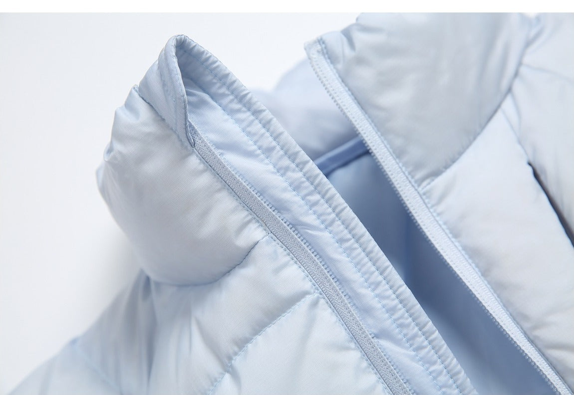 Curved Panel Light Blue Down Jacket