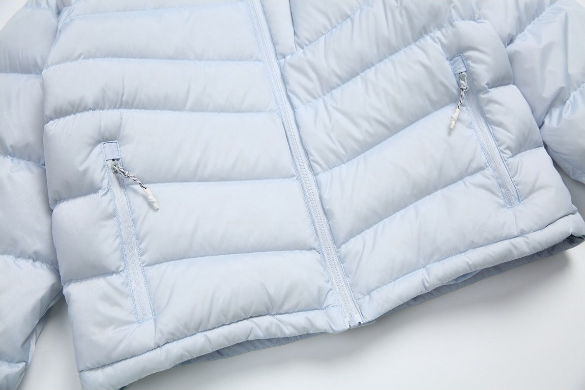 Curved Panel Light Blue Down Jacket