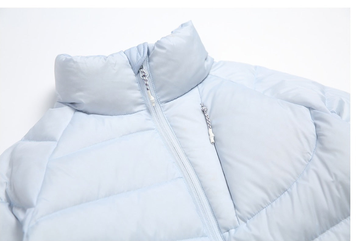 Curved Panel Light Blue Down Jacket