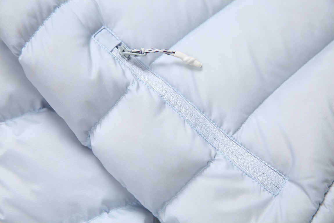 Curved Panel Light Blue Down Jacket
