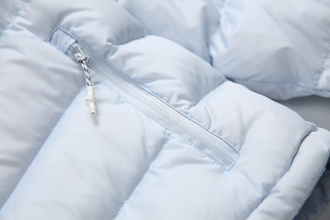 Curved Panel Light Blue Down Jacket