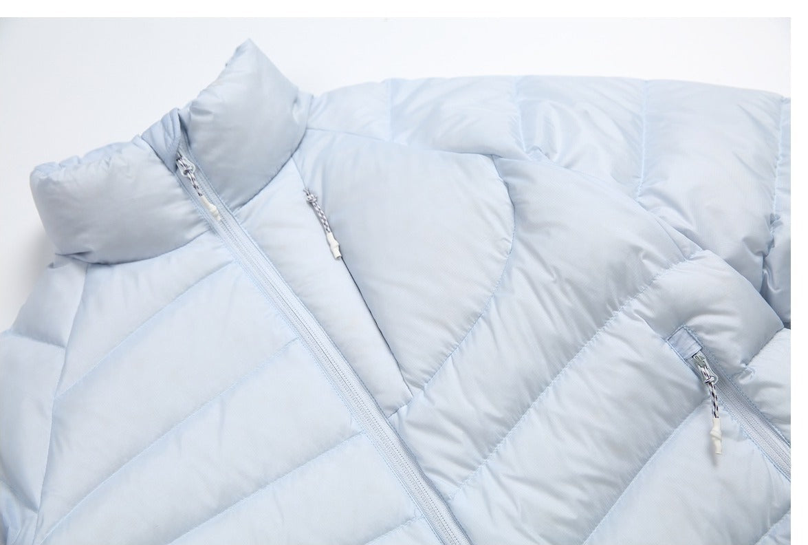 Curved Panel Light Blue Down Jacket