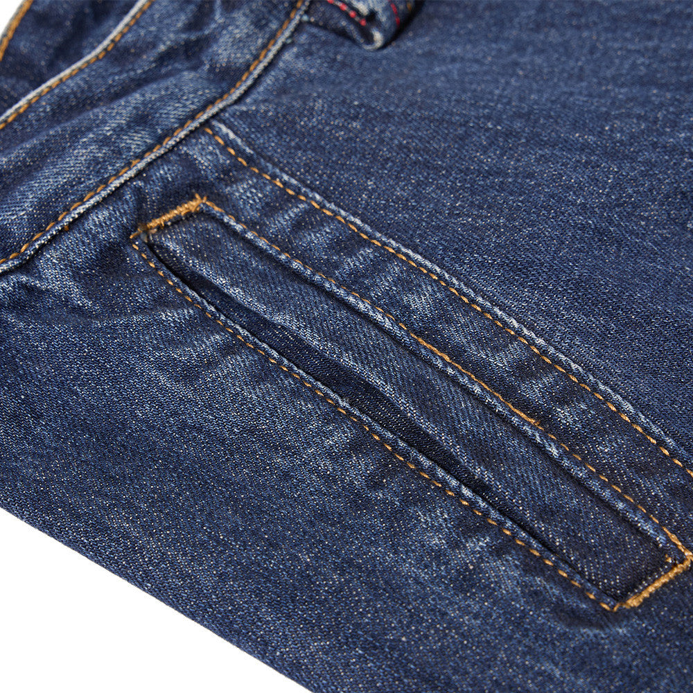 Curved Panel Wide-Leg Indigo Denim Jeans