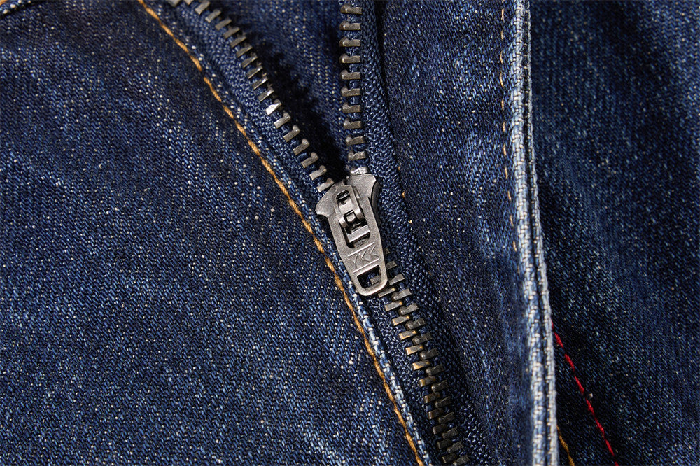 Curved Panel Wide-Leg Indigo Denim Jeans
