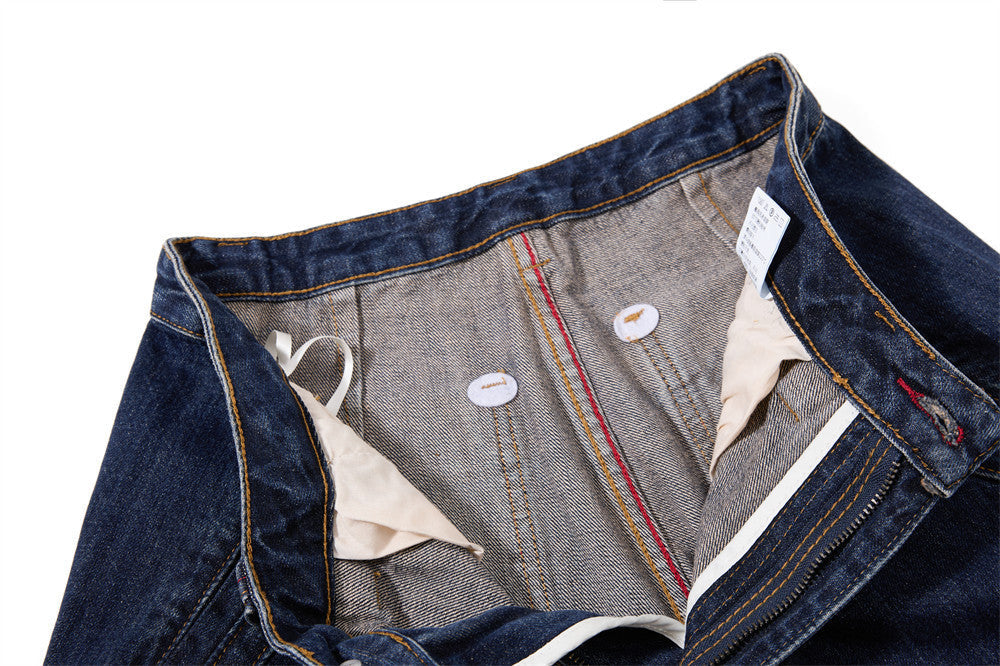 Curved Panel Wide-Leg Indigo Denim Jeans