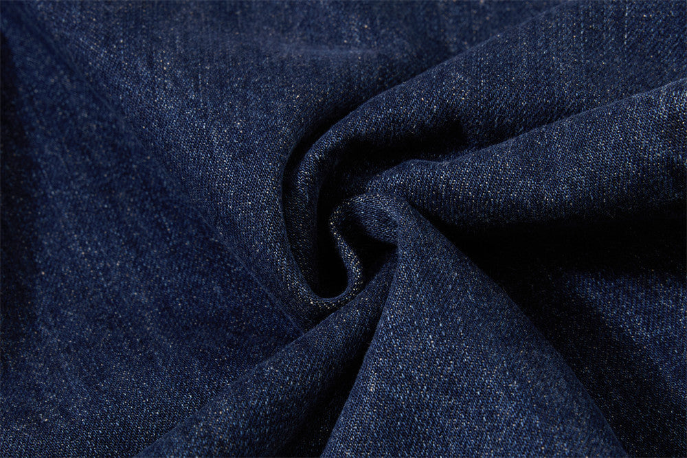 Curved Panel Wide-Leg Indigo Denim Jeans