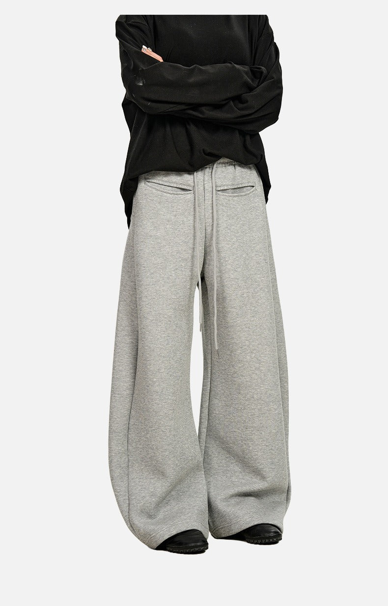 Curved Silhouette Wide-Leg Pants
