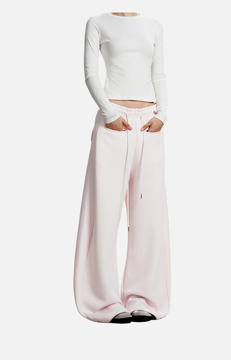 Curved Silhouette Wide-Leg Pants
