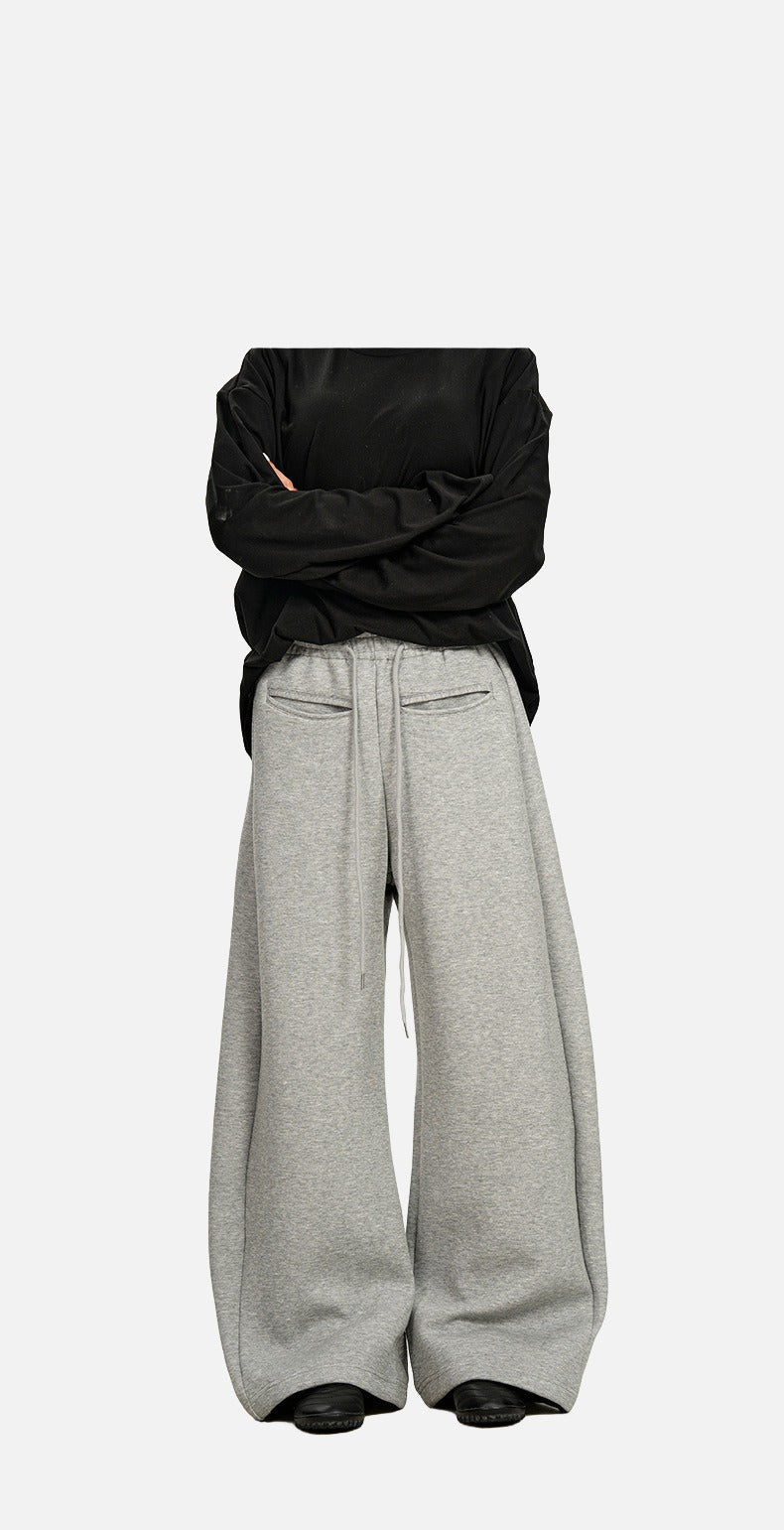 Curved Silhouette Wide-Leg Pants