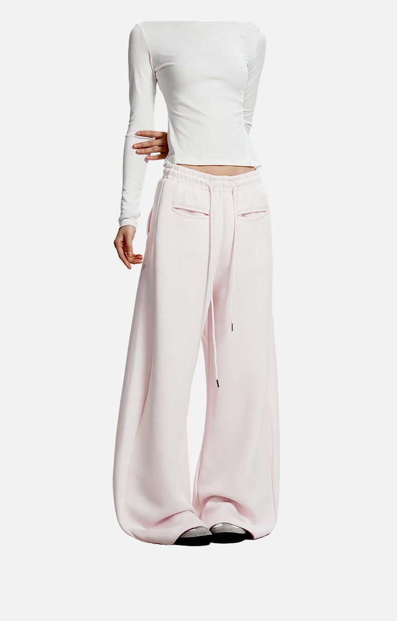 Curved Silhouette Wide-Leg Pants