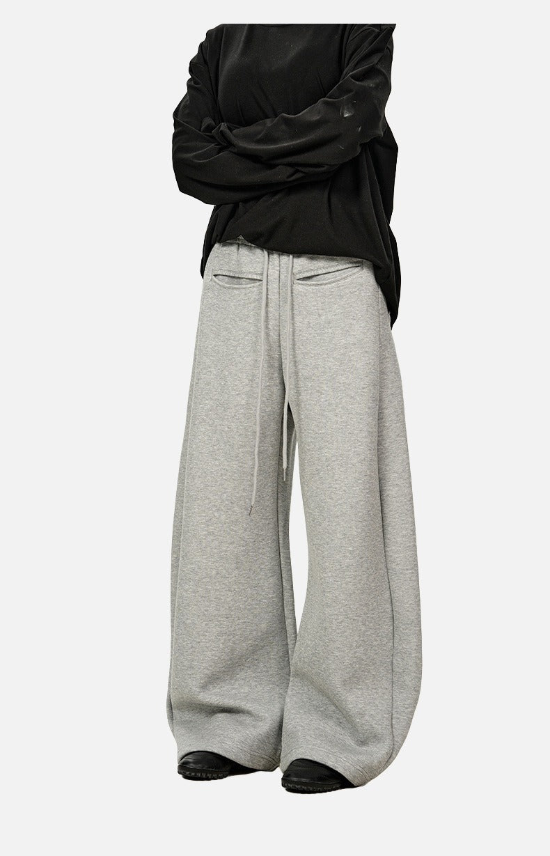 Curved Silhouette Wide-Leg Pants