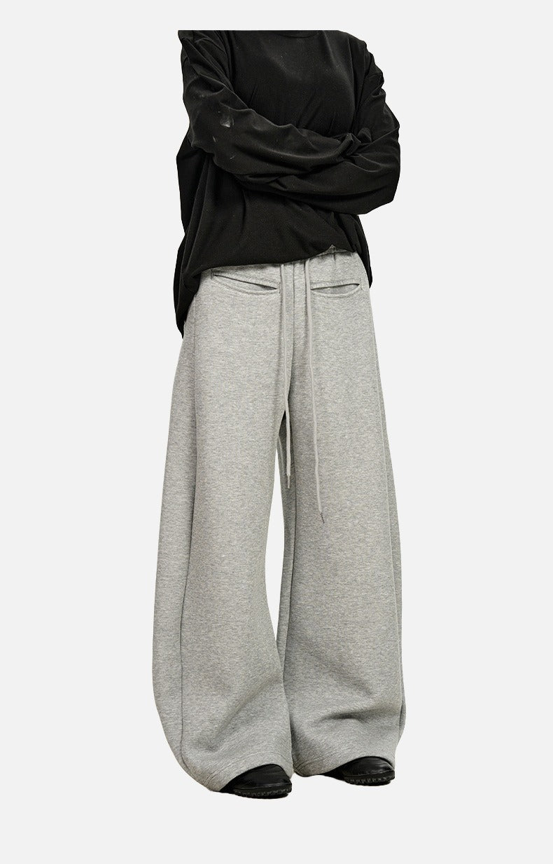 Curved Silhouette Wide-Leg Pants