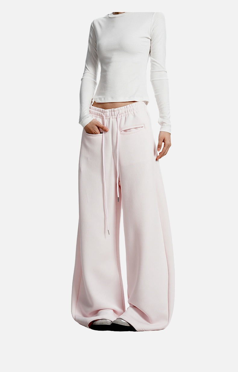 Curved Silhouette Wide-Leg Pants