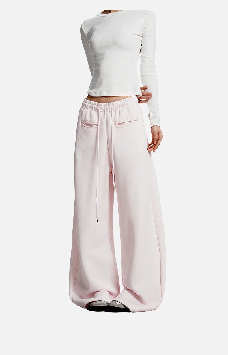 Curved Silhouette Wide-Leg Pants