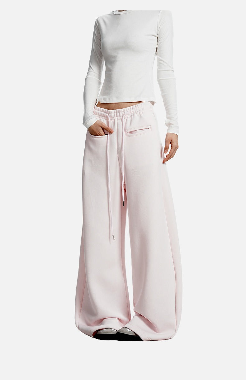 Curved Silhouette Wide-Leg Pants