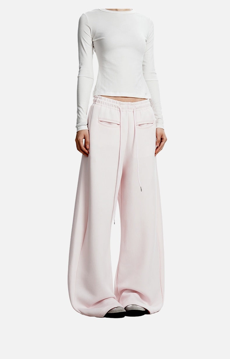 Curved Silhouette Wide-Leg Pants