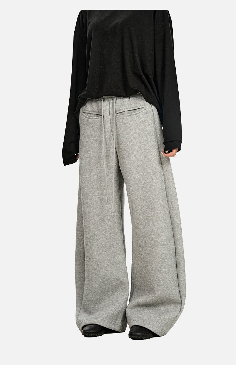 Curved Silhouette Wide-Leg Pants
