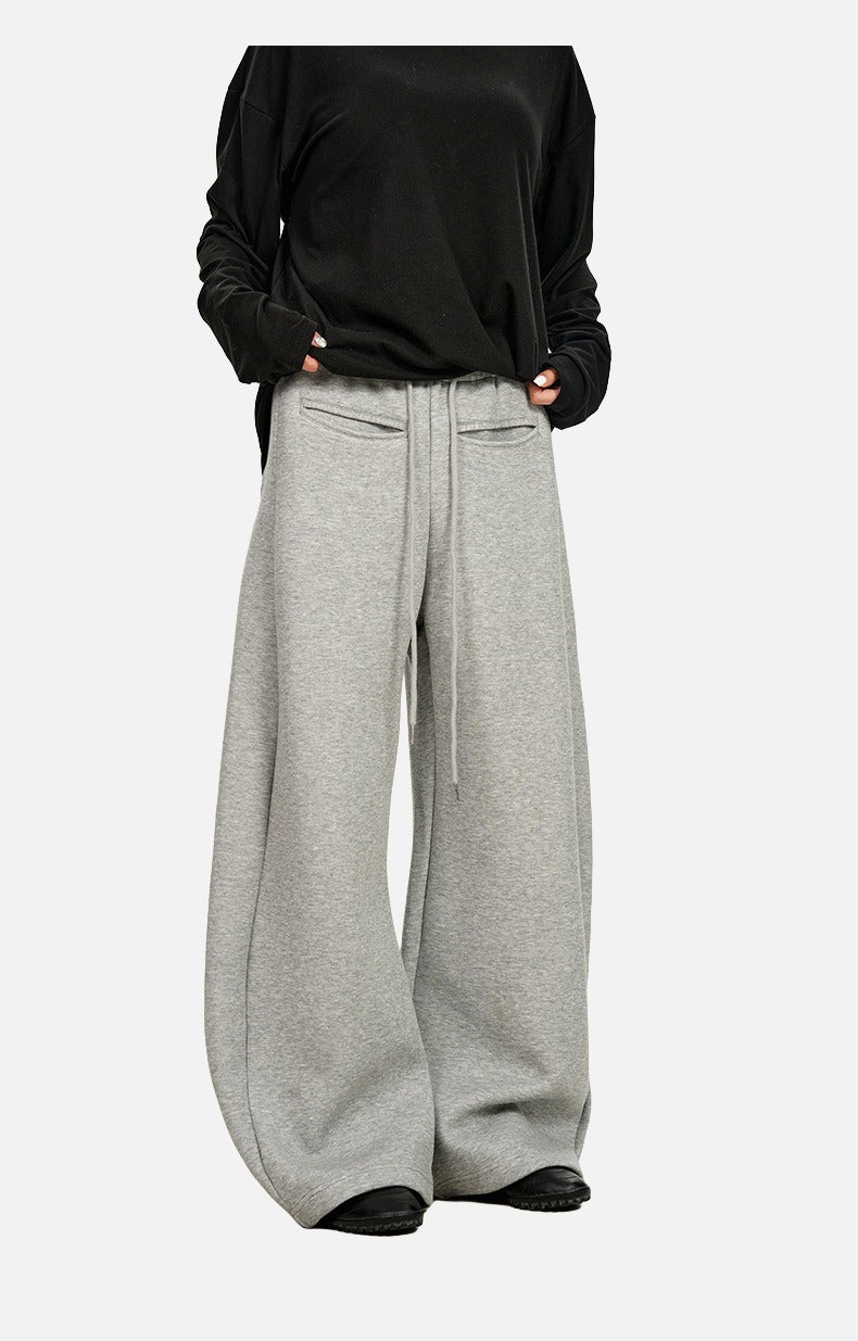 Curved Silhouette Wide-Leg Pants