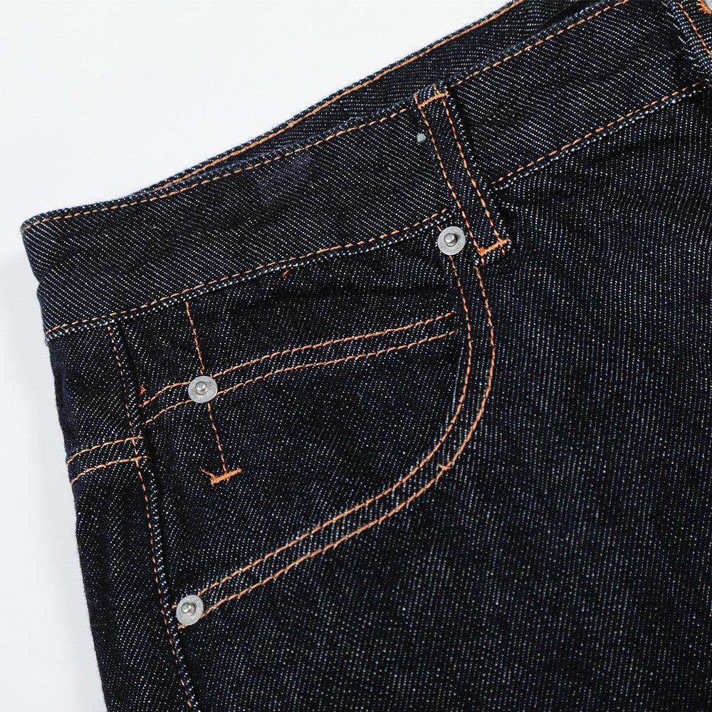 DAXUEN dark blue wide-leg denim jeans with contrast stitching