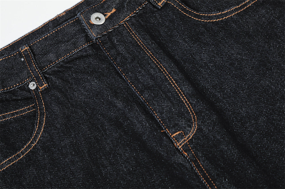DAXUEN dark blue wide-leg denim jeans with contrast stitching