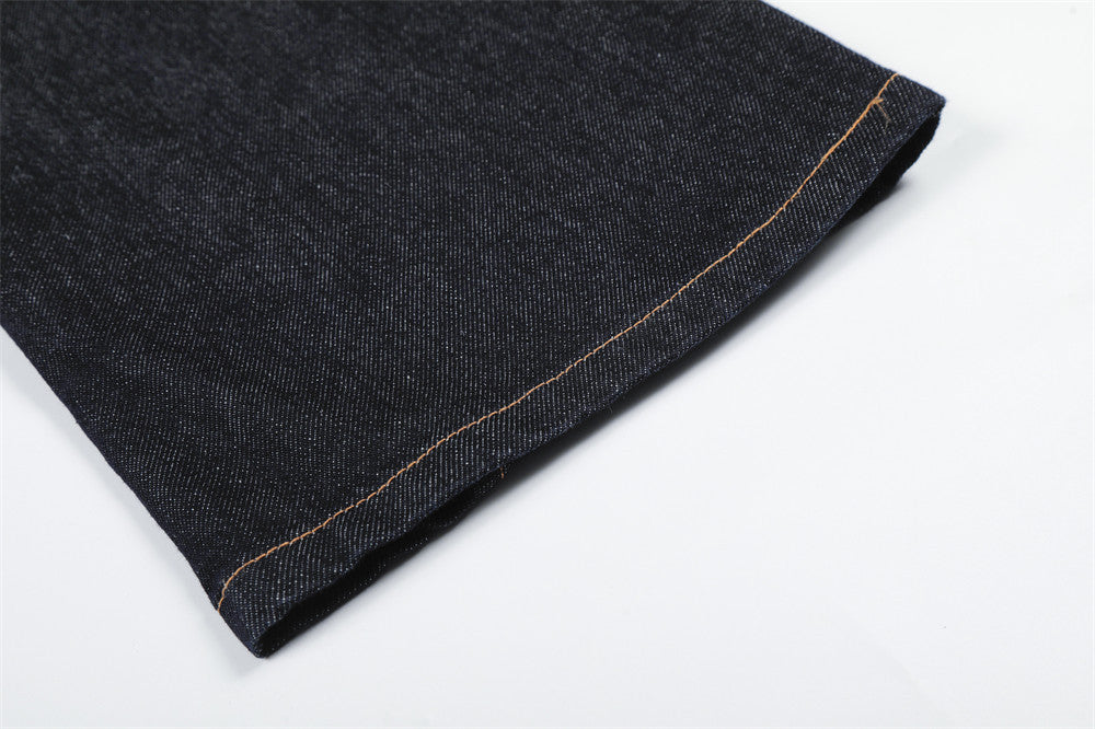 DAXUEN dark blue wide-leg denim jeans with contrast stitching