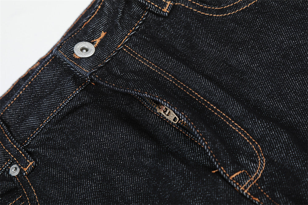 DAXUEN dark blue wide-leg denim jeans with contrast stitching