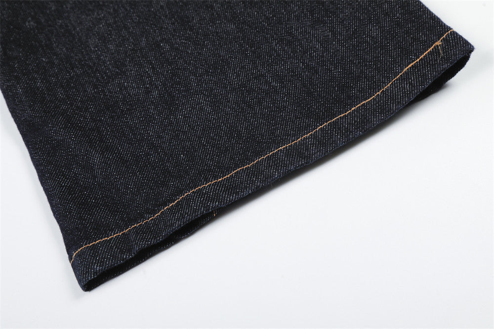DAXUEN dark blue wide-leg denim jeans with contrast stitching