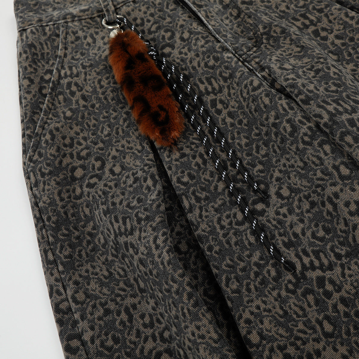 DAXUEN dark grey leopard print wide-leg pants